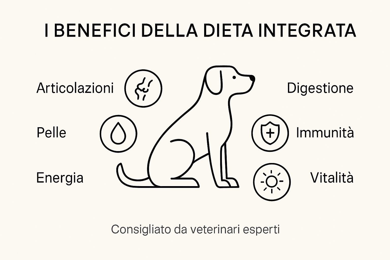 Infografica: tutti i vantaggi degli integratori nella dieta del cane